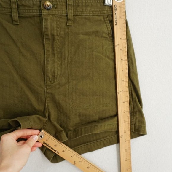 Madewell aj524 Womens Camp Shorts High Waist Green Cotton Elastic Waist Sz Small - Picture 8 of 8